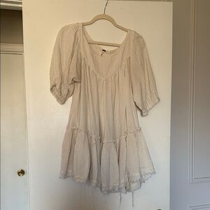 Free People Textured Cream Top